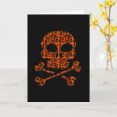 Halloween kleuren! Oranje en zwarte schedels Kaart (Gele Bloem)