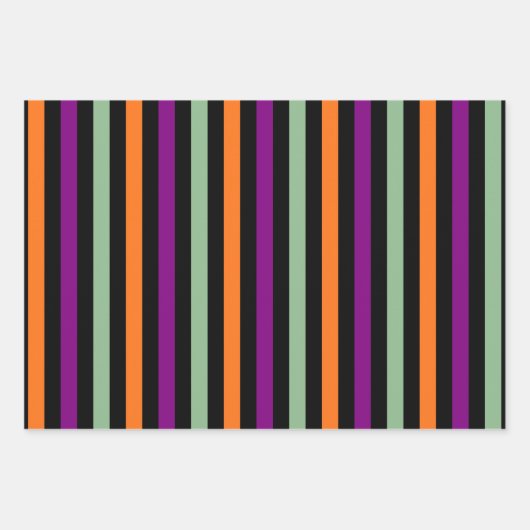 Halloween Kleuren Polka Dots, Strepen en Chevron Inpakpapier Vel (Voorkant 2)