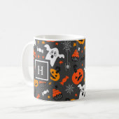 Halloween kleuren symbolen patroon koffiemok (Voorkant links)