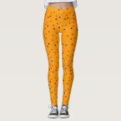 Halloween Kleuren zwarte sterren op helder Sinaasa Leggings (Voorkant)