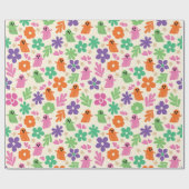 Halloween kleurrijke Abstracte bloemen sterren Cadeaupapier (Vlak)