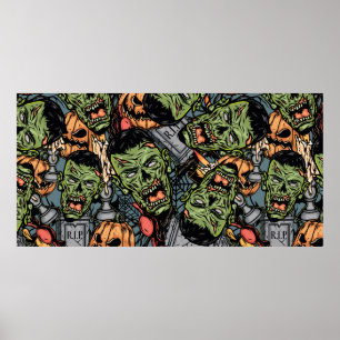 Halloween kleurrijke elementen naadloos patroon me poster