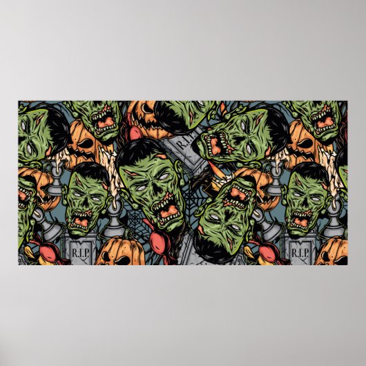 Halloween kleurrijke elementen naadloos patroon me poster (Voorkant)