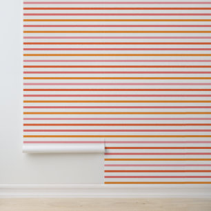 Halloween Kleurrijke Gestreepte Roze en Sinaasappe Behang