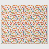 Halloween Kleurrijke Pompoenen en bladeren Cadeaupapier (Vlak)