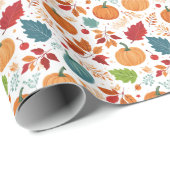 Halloween Kleurrijke Pompoenen en bladeren Cadeaupapier (Rol Hoek)