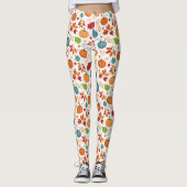 Halloween Kleurrijke Pompoenen en bladeren Leggings (Voorkant)