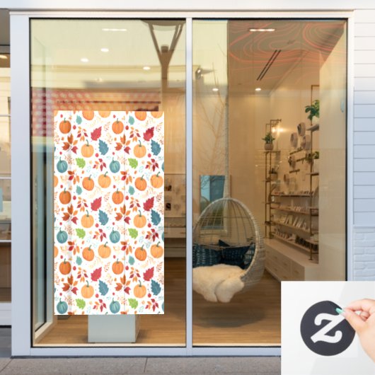 Halloween Kleurrijke Pompoenen en bladeren Raamsticker (Winkelraam)