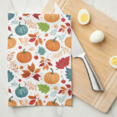 Halloween kleurrijke pompoenen en bladeren theedoek (Quarter Fold)