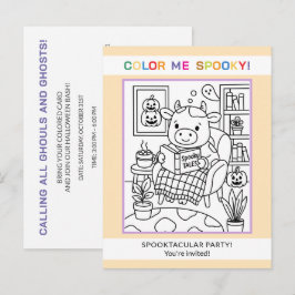 Halloween kleuruitnodiging voor tieners en volwass briefkaart