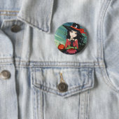 Halloween Knop Speld Heks Kat Kunst Ronde Button 5,7 Cm (In situ)