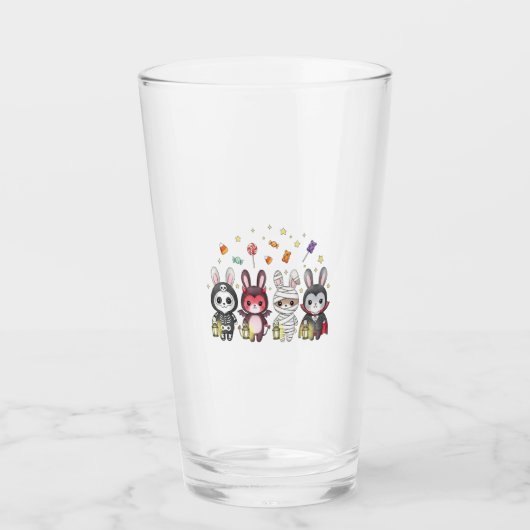 Halloween Knuffel Konijn Kostuum Glas (Voorkant)