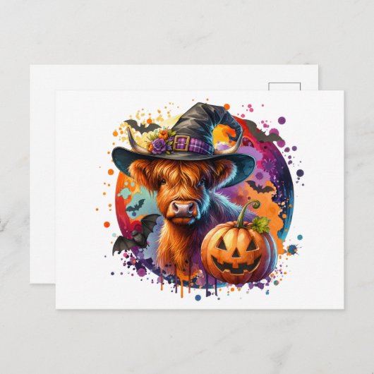 Halloween Koe Briefkaart (Voorkant / Achterkant)