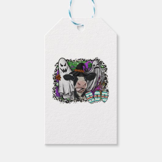 Halloween Koe Cadeaulabel (Voorkant)