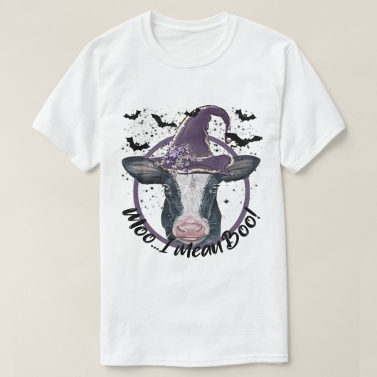Halloween Koe Heifer Moo Ik bedoel Boo Highland Ko T-shirt (Design voorkant)