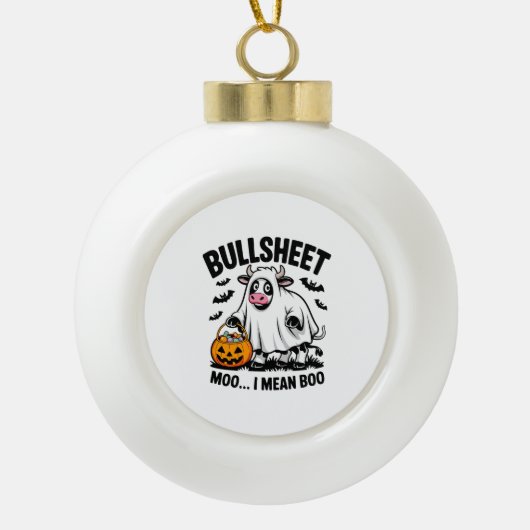Halloween koe keramische bal ornament (Voorkant)