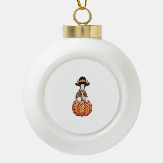 Halloween Koe Keramische Bal Ornament (Voorkant)