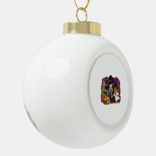 Halloween Koe Keramische Bal Ornament (Links)