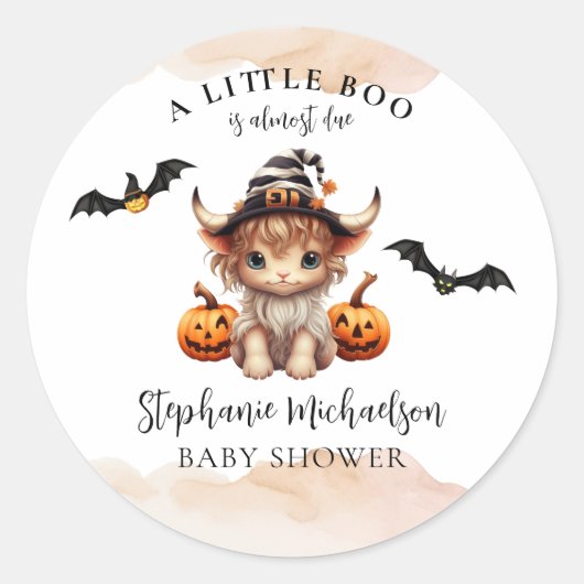 Halloween Koe Kleine Boe Baby Shower Ronde Sticker (Voorkant)