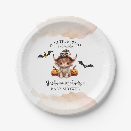Halloween Koe Little Boo Baby shower Papieren Bordje (Voorkant)