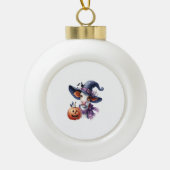 Halloween Koe met Herfst Keramische Bal Ornament (Voorkant)