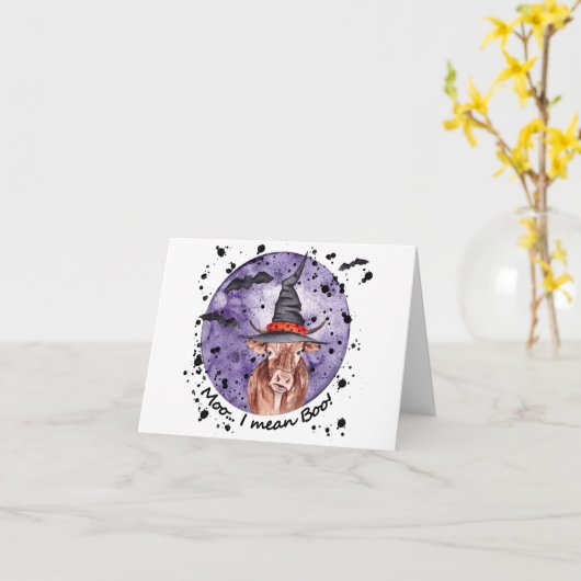 Halloween Koe Moo Ik Bedoel Boe Grappig Kaart (Gele Bloem)