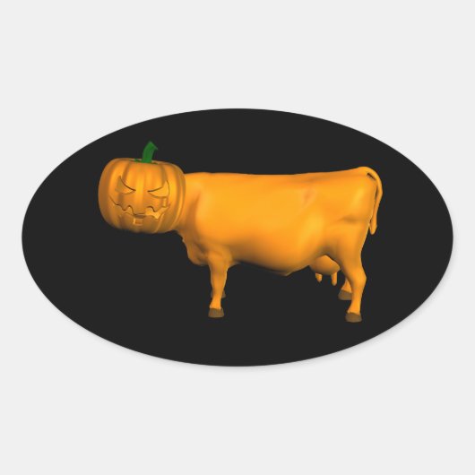 Halloween Koe Ovale Sticker (Voorkant)