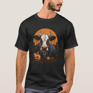 Halloween Koe Pompoen Grappige Verschrikkelijke Bo T-shirt