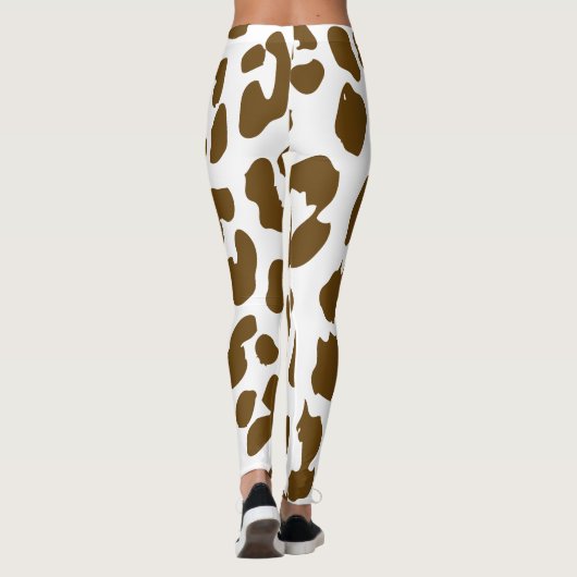 Halloween Koe Print Bruin & Wit Leggings (Achterkant)