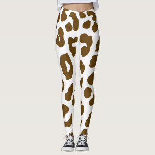 Halloween Koe Print Bruin & Wit Leggings