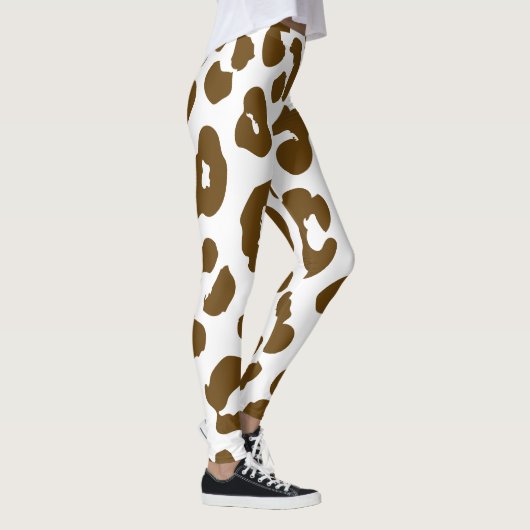 Halloween Koe Print Bruin & Wit Leggings (Rechts)