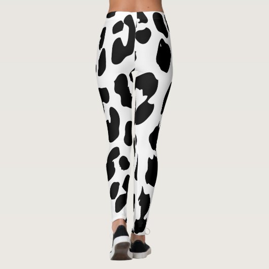 Halloween Koe Print Zwart & Wit Leggings (Achterkant)