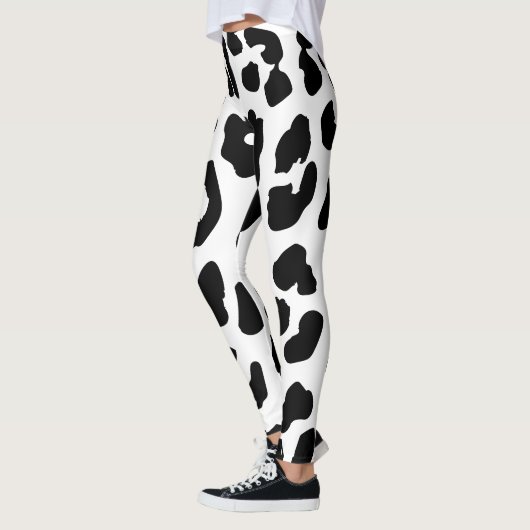 Halloween Koe Print Zwart & Wit Leggings (Links)