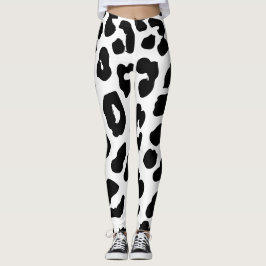 Halloween Koe Print Zwart & Wit Leggings