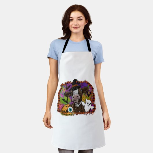 Halloween Koe Schort (Gedragen)