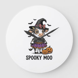 Halloween Koe Shirt Schattige Heks Kalf Gravering  Grote Klok