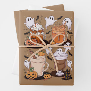 Halloween-koffie Cute Fall Iced Coffee Liefhebber  Inpakpapier Vel