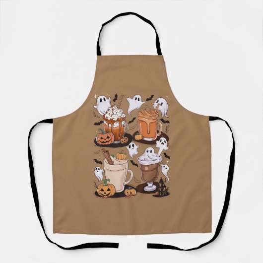 Halloween-koffie Cute Fall Iced Coffee Liefhebber  Schort (Voorkant)
