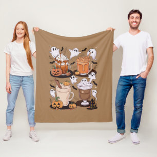 Halloween Koffie Cute Herfst Iced Koffie Liefhebbe Fleece Deken