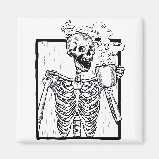 halloween koffie drink skelet magneet (Voorkant)