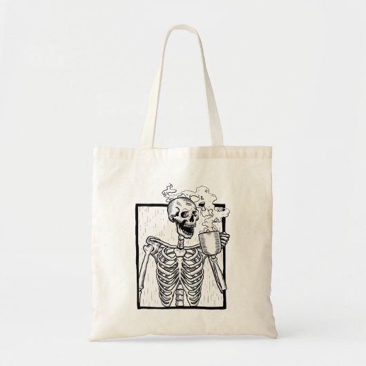 halloween koffie drink skelet tote bag (Voorkant)