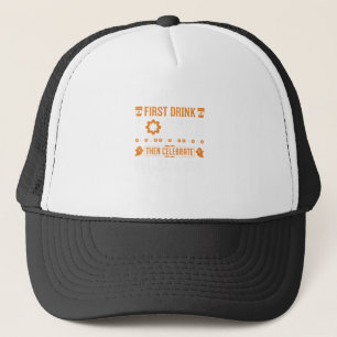 Halloween Koffie Eerst Dan Vieren Typografie D Trucker Pet