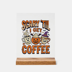 Halloween Koffie Eng Tot Koffie Vintage T-shirt_ Acryl Bord