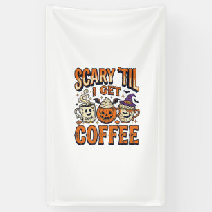 Halloween Koffie Eng Tot Koffie Vintage T-shirt_ Spandoek