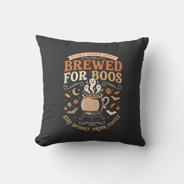 Halloween Koffie Geest Viering Kussen (Voorkant)