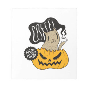 Halloween Koffie Kat - Schattige Halloween Kat Dri Notitieblok