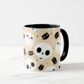 Halloween koffie Mok met schedel spook en kat (Voorkant rechts)