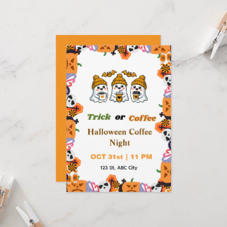 Halloween Koffie Nacht Feest Uitnodiging