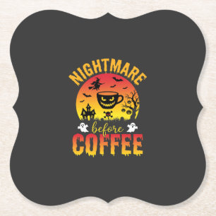 Halloween Koffie Nachtmerrie Voor Koffie Griezelig Kartonnen Onderzetters