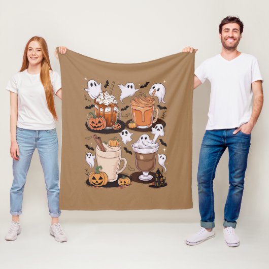 Halloween Koffie Schattigee Herfst Iced Coffee Lov Fleece Deken (In situ)